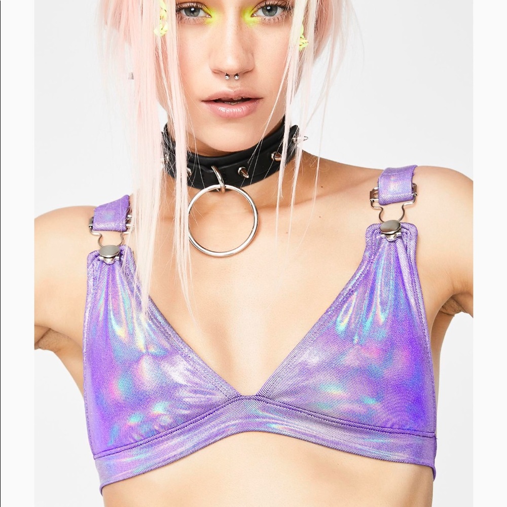 NWOT Dance trance hologram bra top